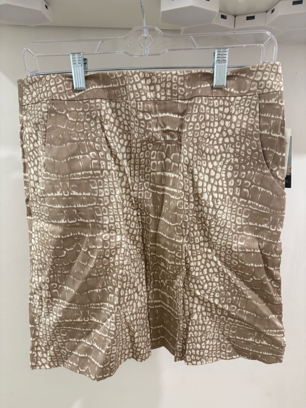 Valerie Bertinelli Animal Print Straight Pencil Skirt Beige White Short Size 6